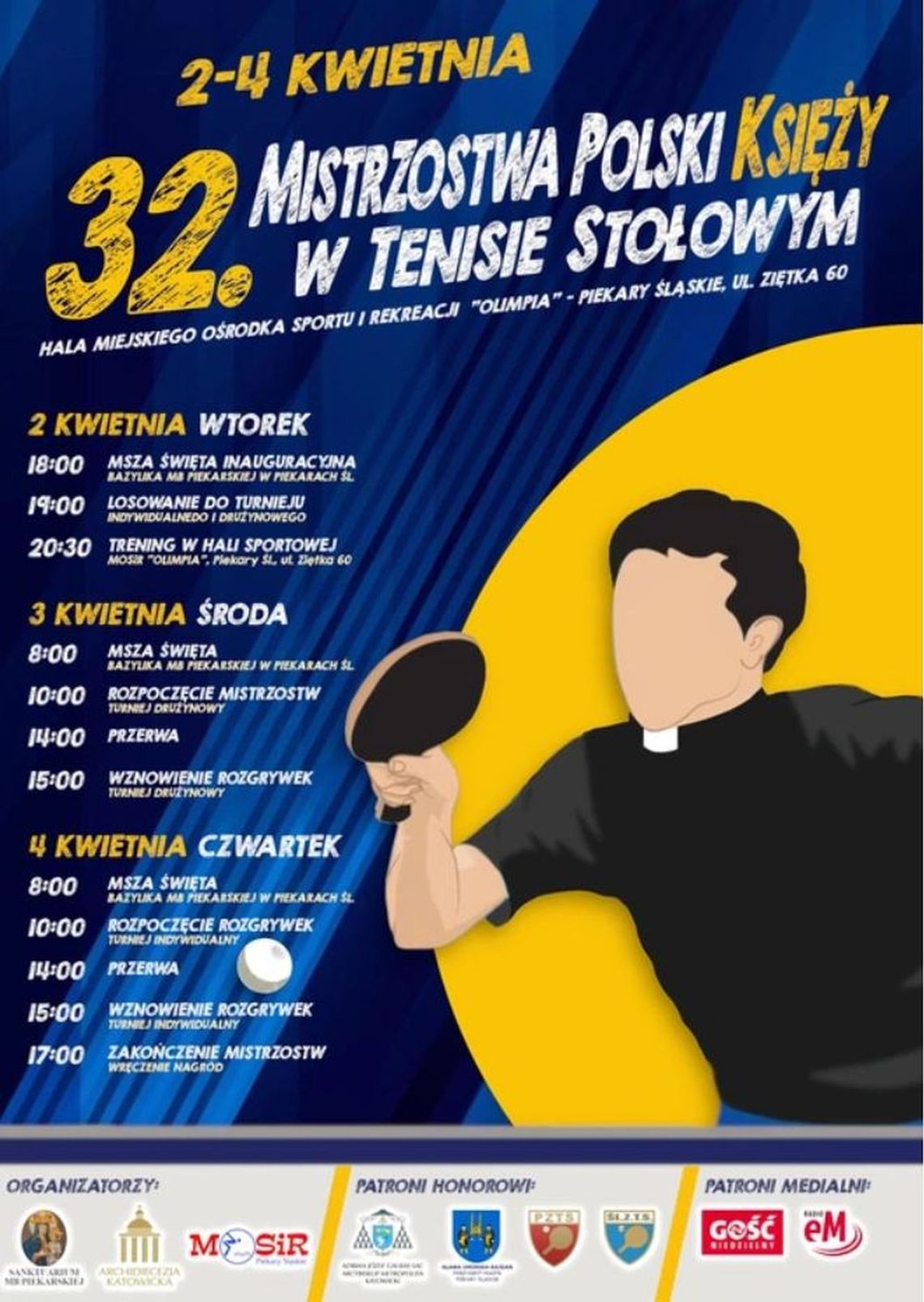 Na Mistrzostwach Polski Księży w tenisie stołowym zagra trzech kapłanów z naszej diecezji
