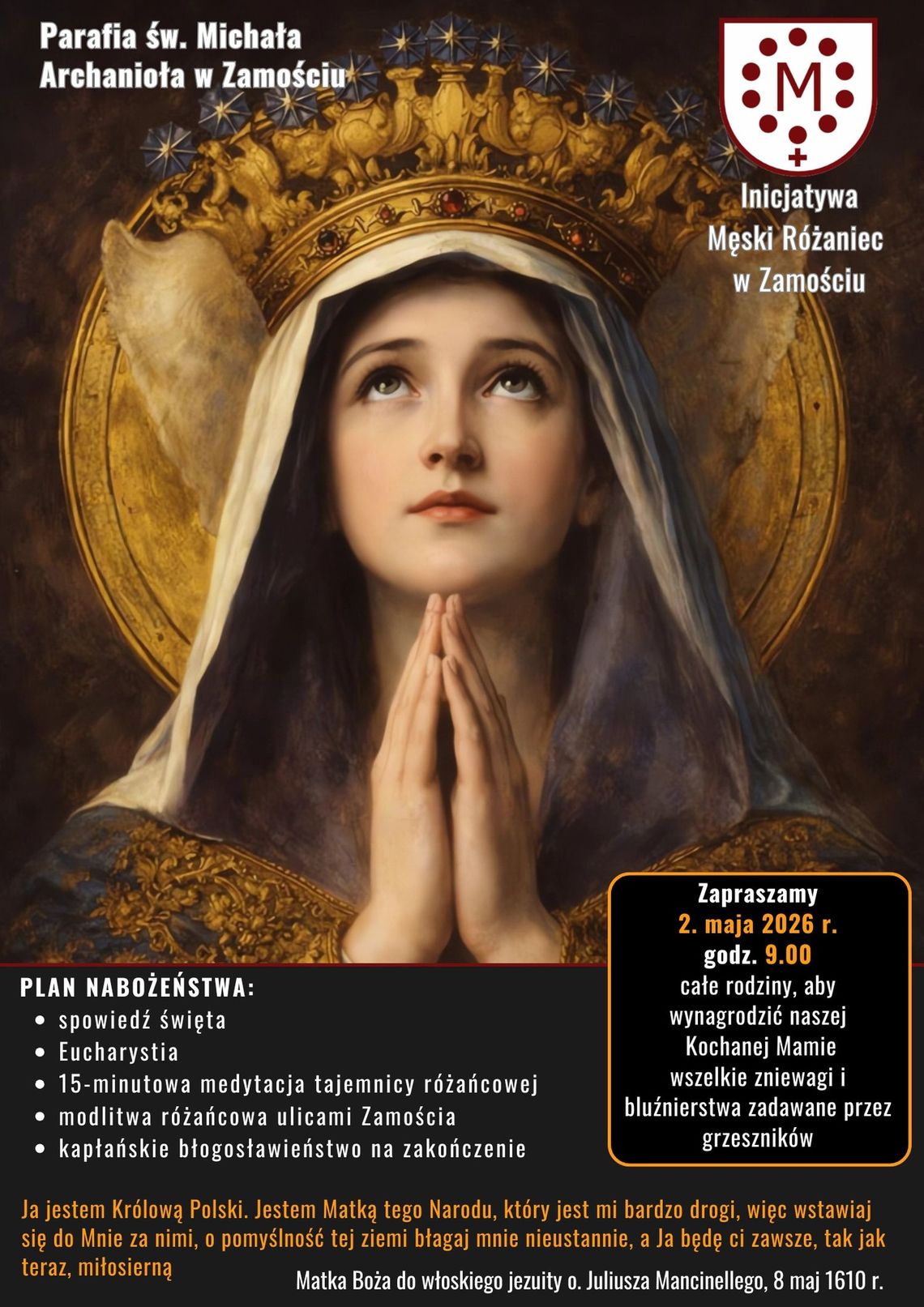 Nabożeństwo pierwszych sobót miesiąca połączone z procesją różańcową ulicami Zamościa