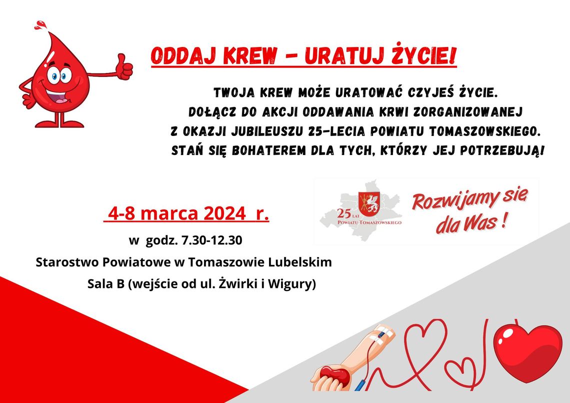 "Oddaj krew, uratuj życie" w tomaszowskim starostwie