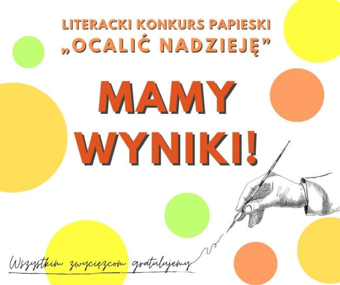 Papieski konkurs literacki "Ocalić nadzieję" 