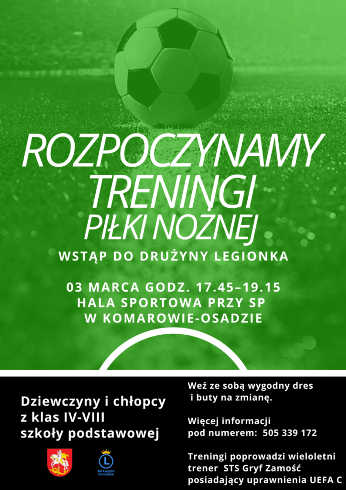 Pierwszy trening piłki nożnej w Komarowie-Osadzie we współpracy z Klubem Sportowym Legion Pierwszy trening piłki nożnej w Komarowie-Osadzie we współpracy z Klubem Sportowym Legion