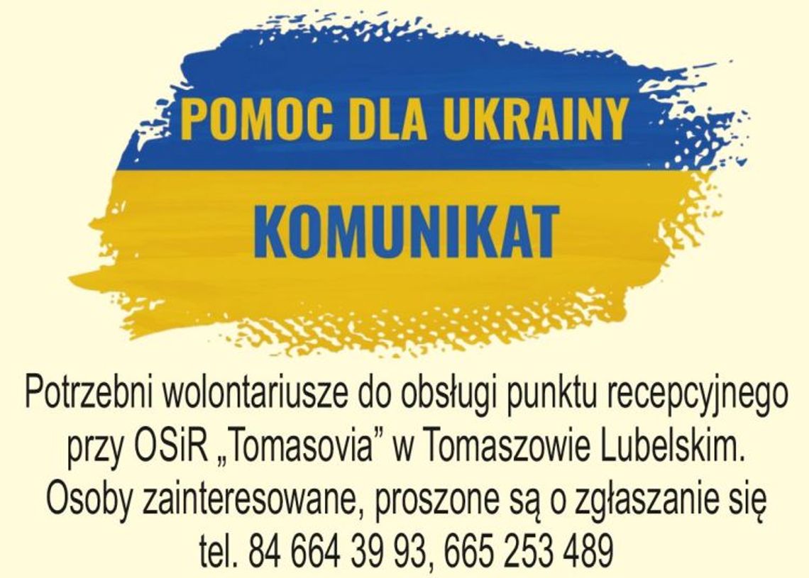 Potrzeba wolontariuszy w Tomaszowie Lubelskim 