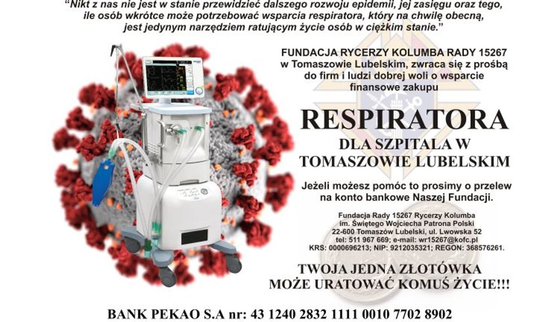 Respirator dla Szpitala w Tomaszowie Lubelskim