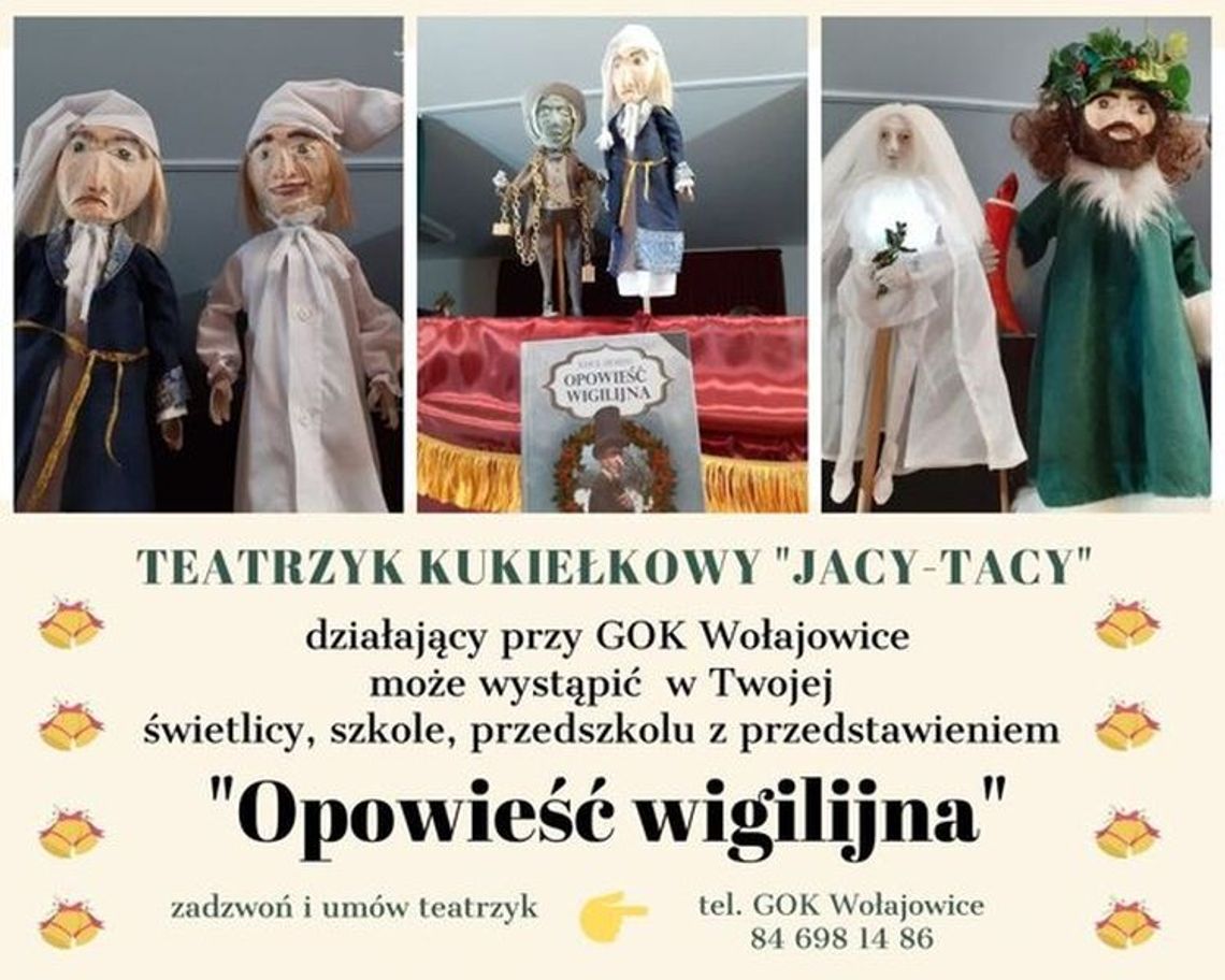 Spektakl „Opowieść wigilijna” w wykonaniu Teatrzyku Kukiełkowego „Jacy-Tacy”