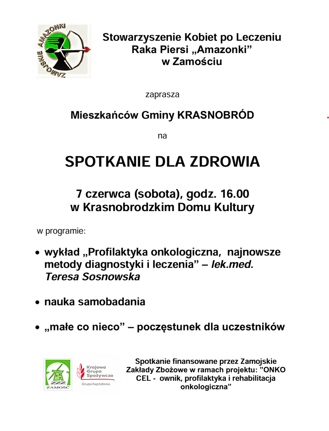 "Spotkanie dla zdrowia" w Krasnobrodzie-Amazonki zapraszają