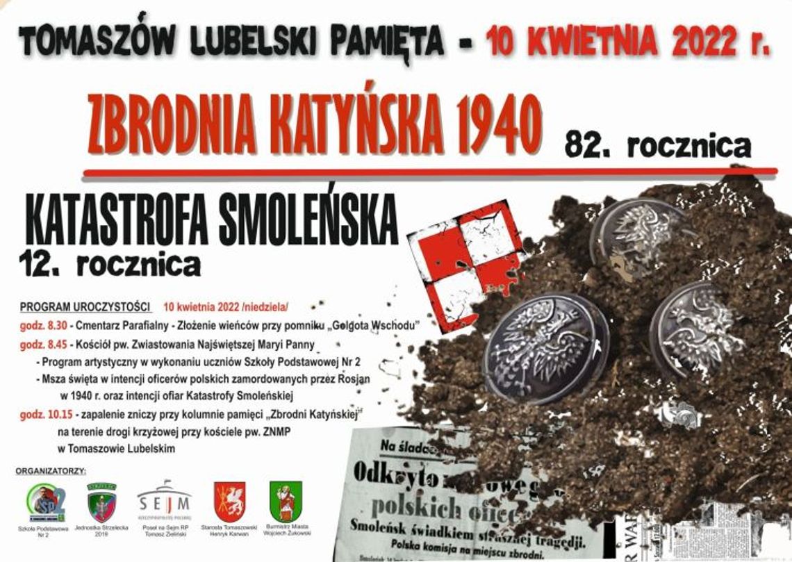 Tomaszów Lubelski pamięta - rocznica zbrodni katyńskiej i katastrofy smoleńskiej 