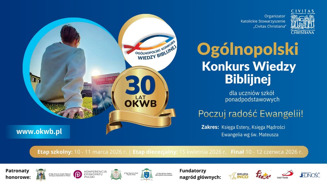 Trwają zgłoszenia do Ogólnopolskiego Konkursu Wiedzy Biblijnej