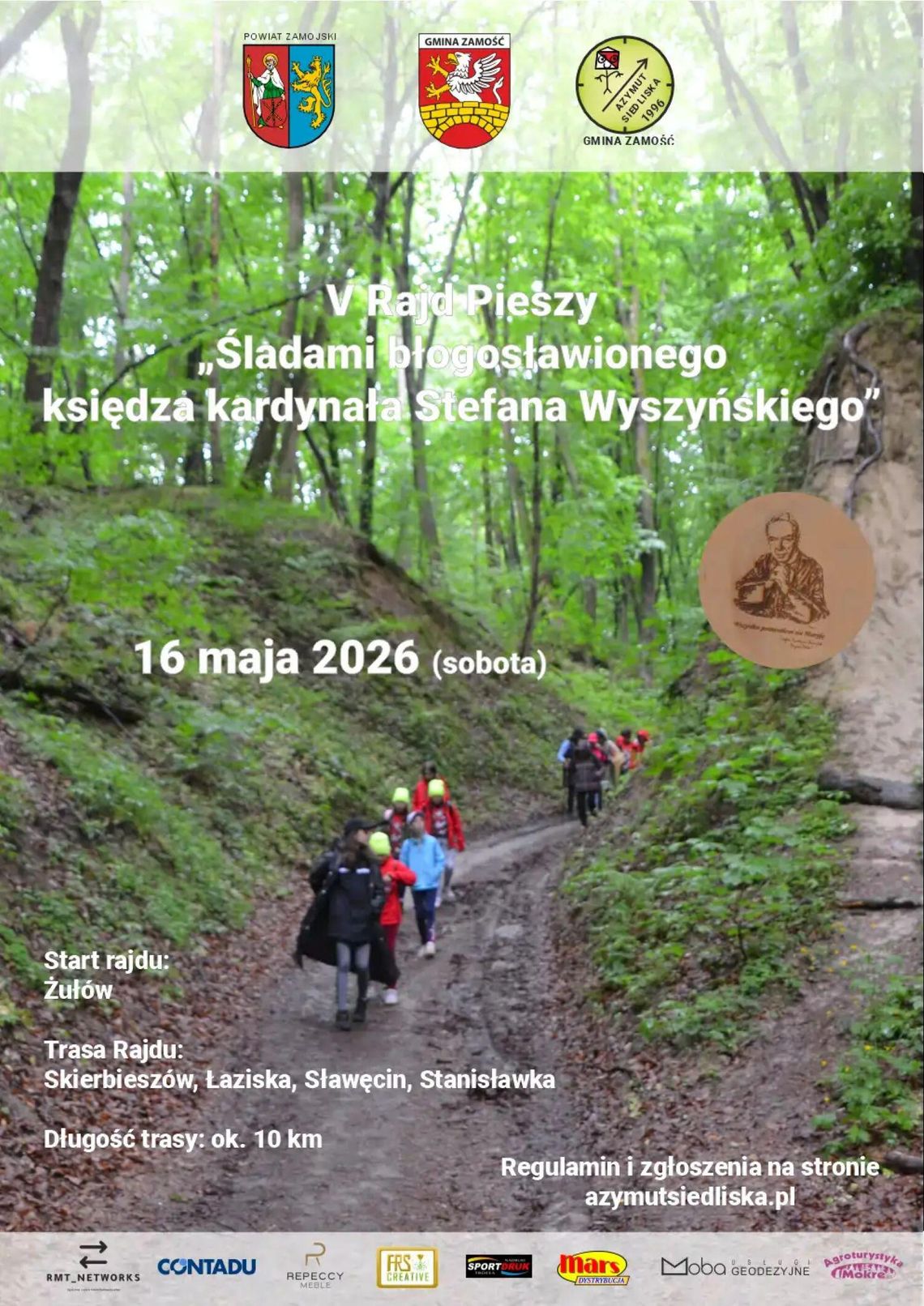 V Rajd Pieszy - Śladami błogosławionego księdza kardynała Stefana Wyszyńskiego V Rajd Pieszy - Śladami błogosławionego księdza kardynała Stefana Wyszyńskiego