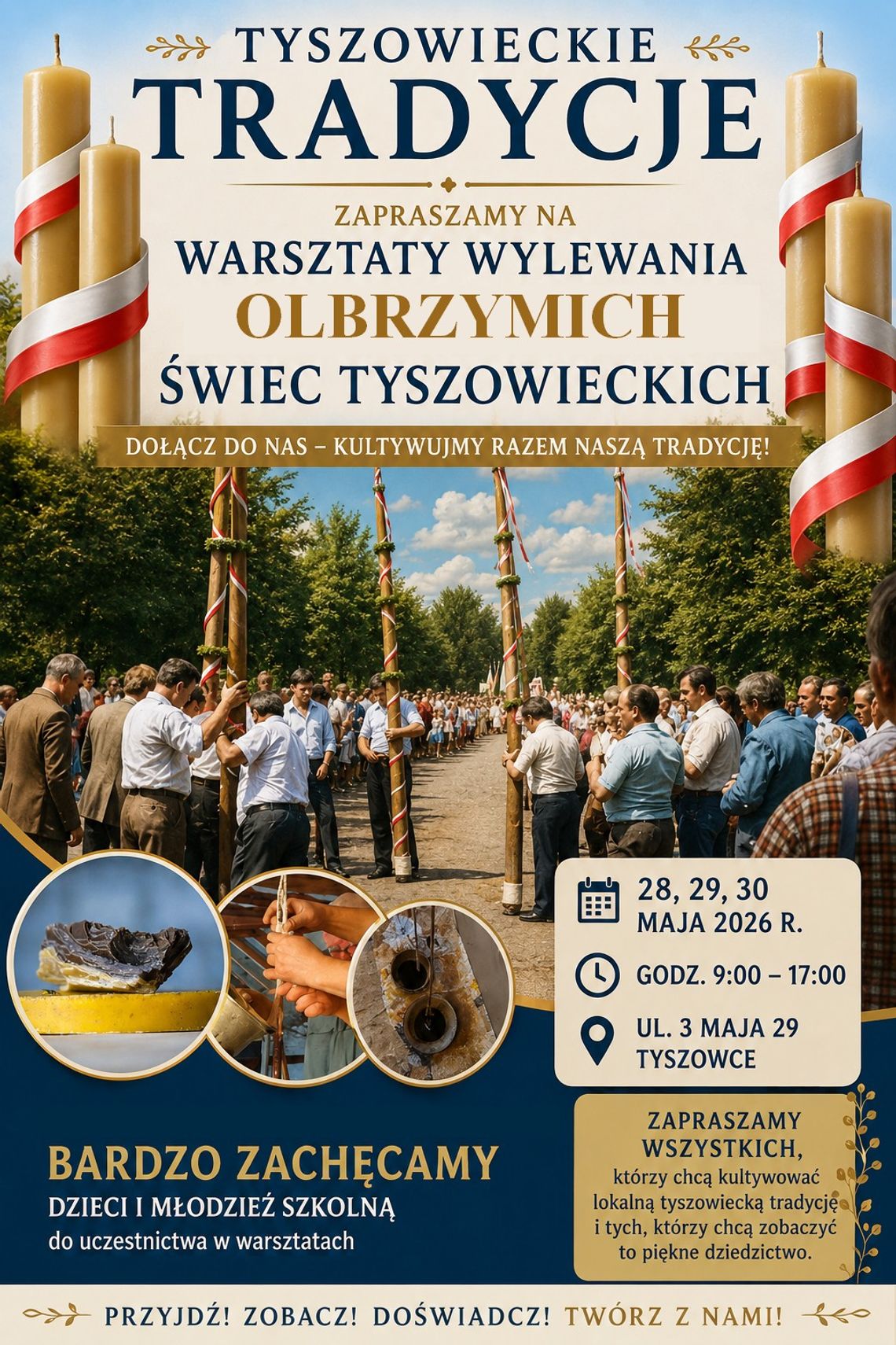 Warsztaty wylewania olbrzymich świec w Tyszowcach