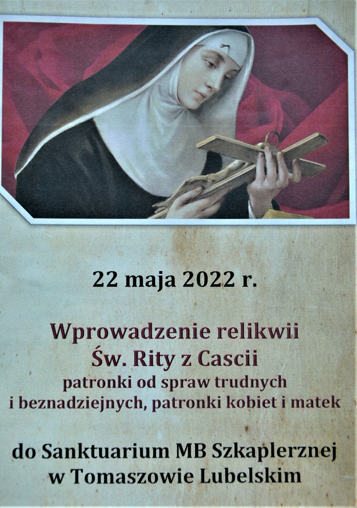 Wprowadzenie relikwii św. Rity do Sanktuarium Matki Bożej Szkaplerznej w Tomaszowie Lubelskim