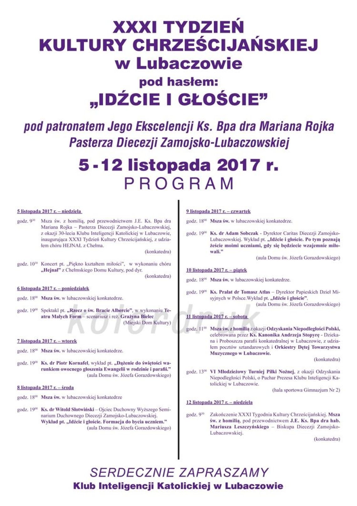 XXXI Tydzień Kultury Chrześcijańskiej w Lubaczowie