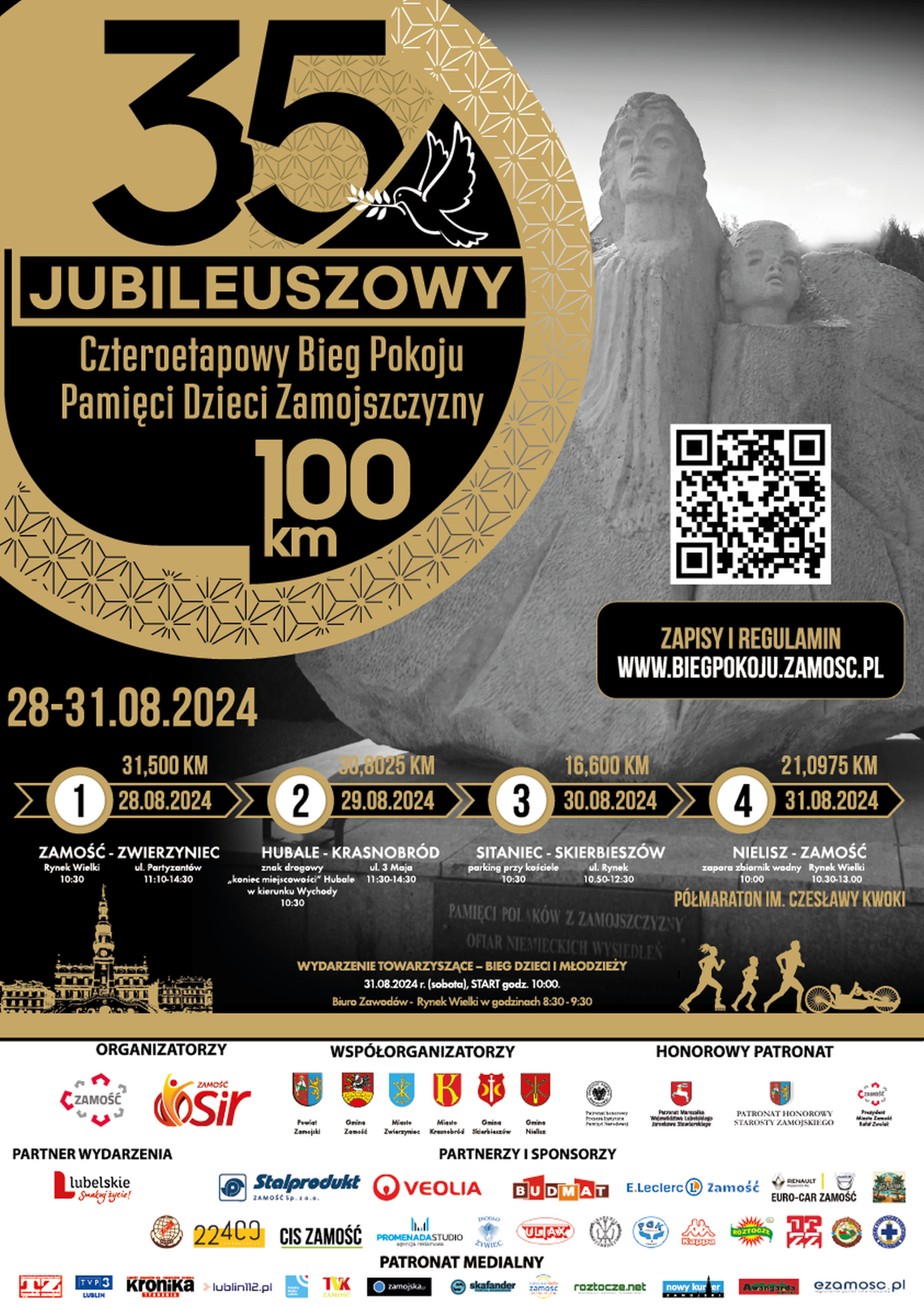 XXXV Jubileuszowy Czteroetapowy Bieg Pokoju Pamięci Dzieci Zamojszczyzny - 28-31.08.2024 r.