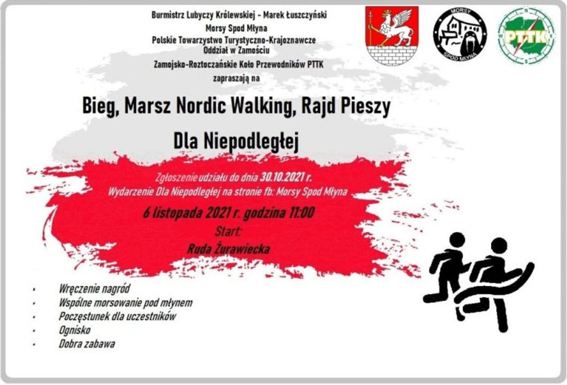 Zapisy na Rajd pieszy, Bieg i Marsz Nordic Walking „Dla Niepodległej”