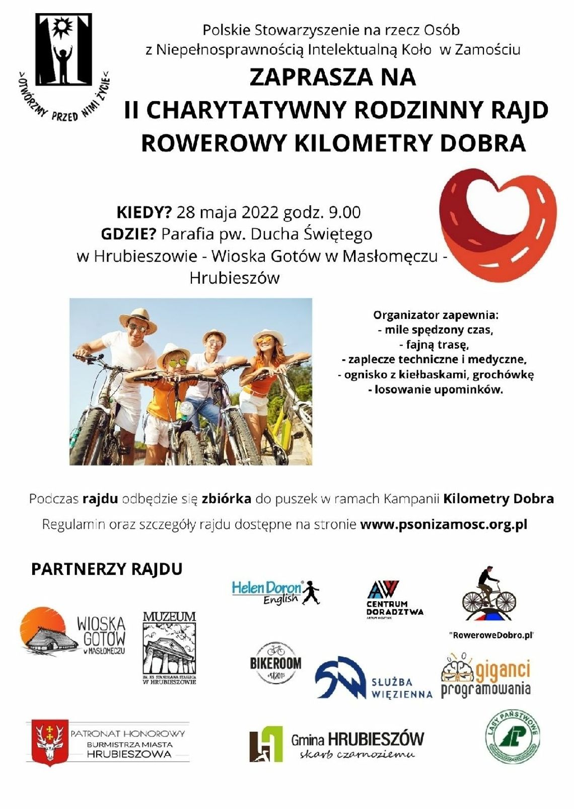 Zapraszamy na Charytatywny Rodzinny Rajd Rowerowy Kilometry Dobra