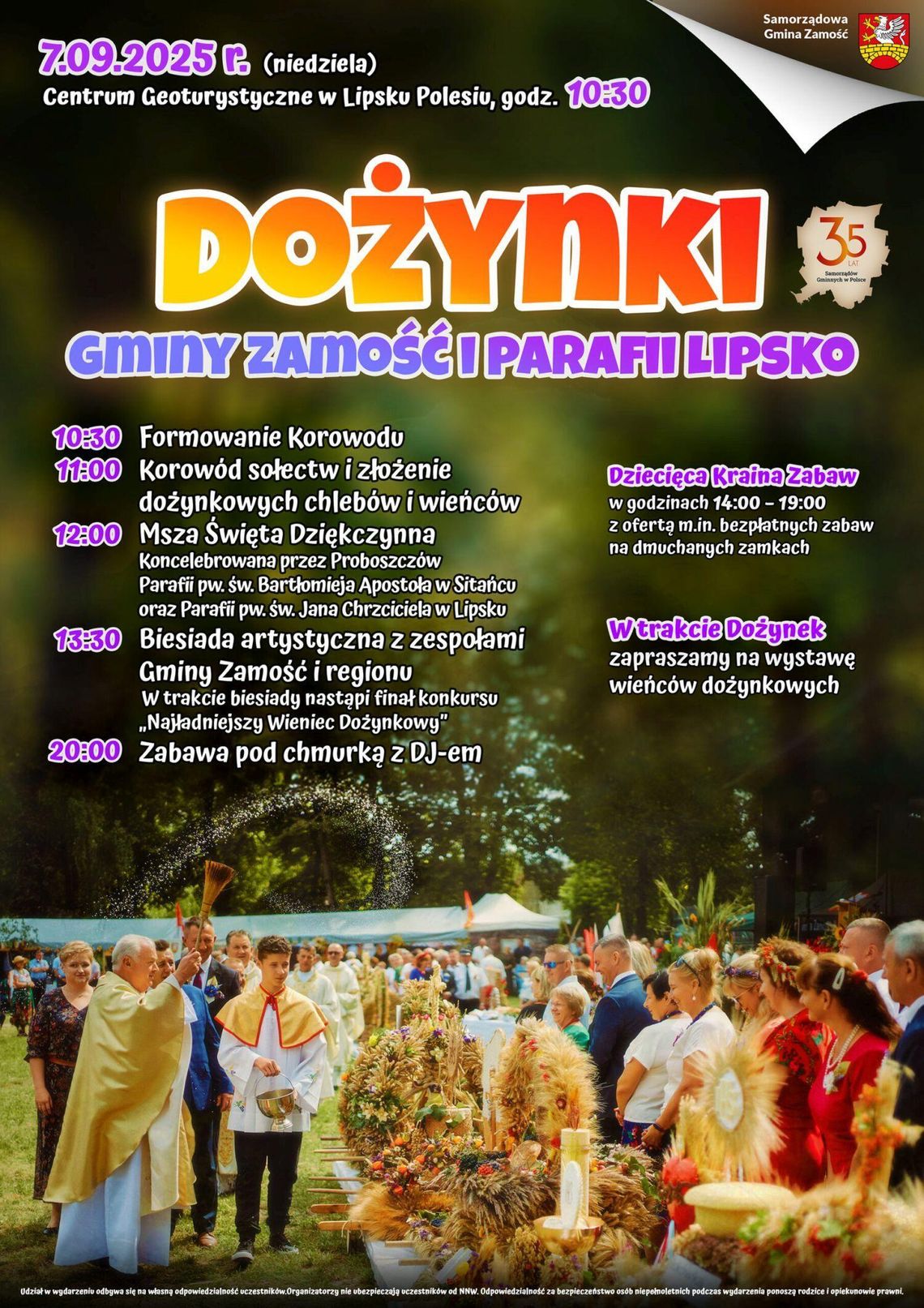 Zaproszenie na dożynki Gminy Zamość i parafii Lipsko