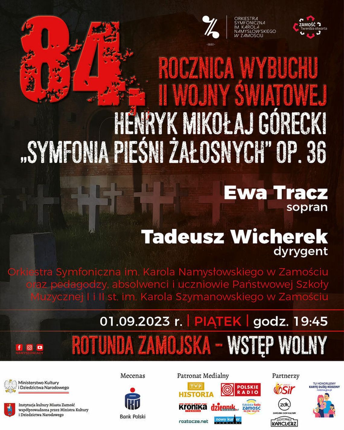 Zaproszenie na koncert upamiętniający 84. rocznicę wybuchu II wojny światowej