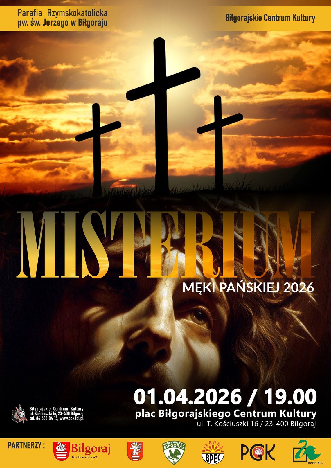 Zaproszenie na Misterium Męki Pańskiej w Biłgoraju Zaproszenie na Misterium Męki Pańskiej w Biłgoraju