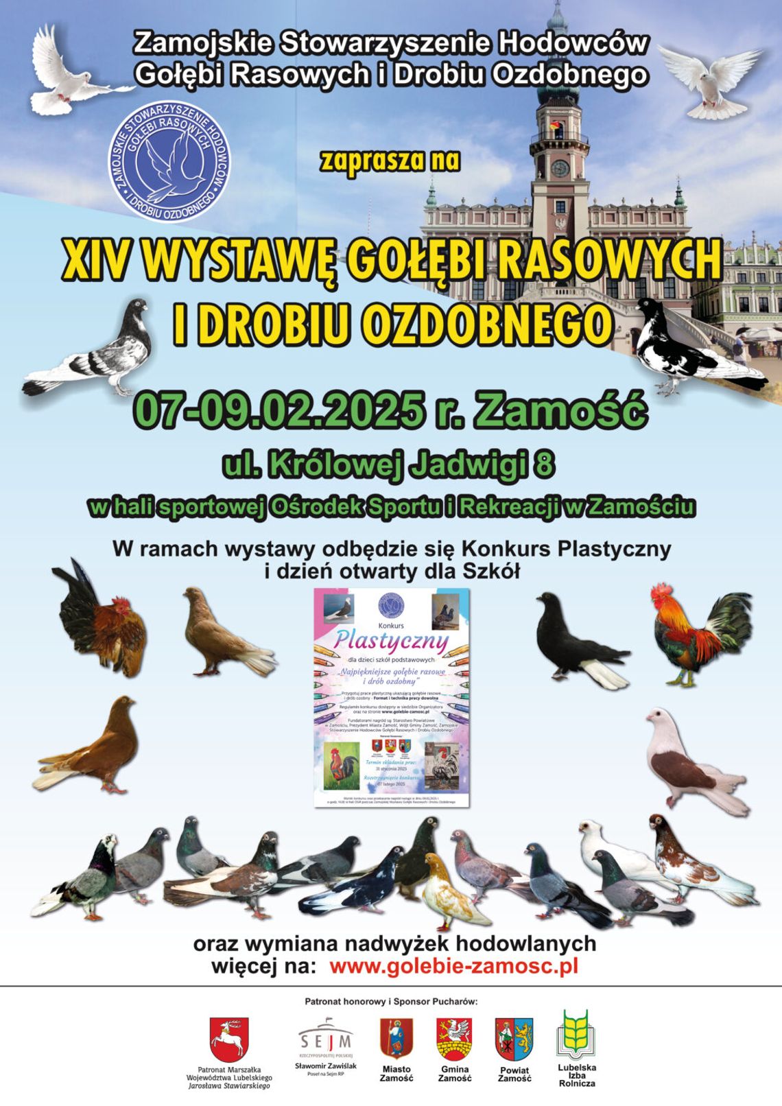 Zaproszenie na XIV Zamojską Wystawę Gołębi Rasowych i Drobiu Ozdobnego