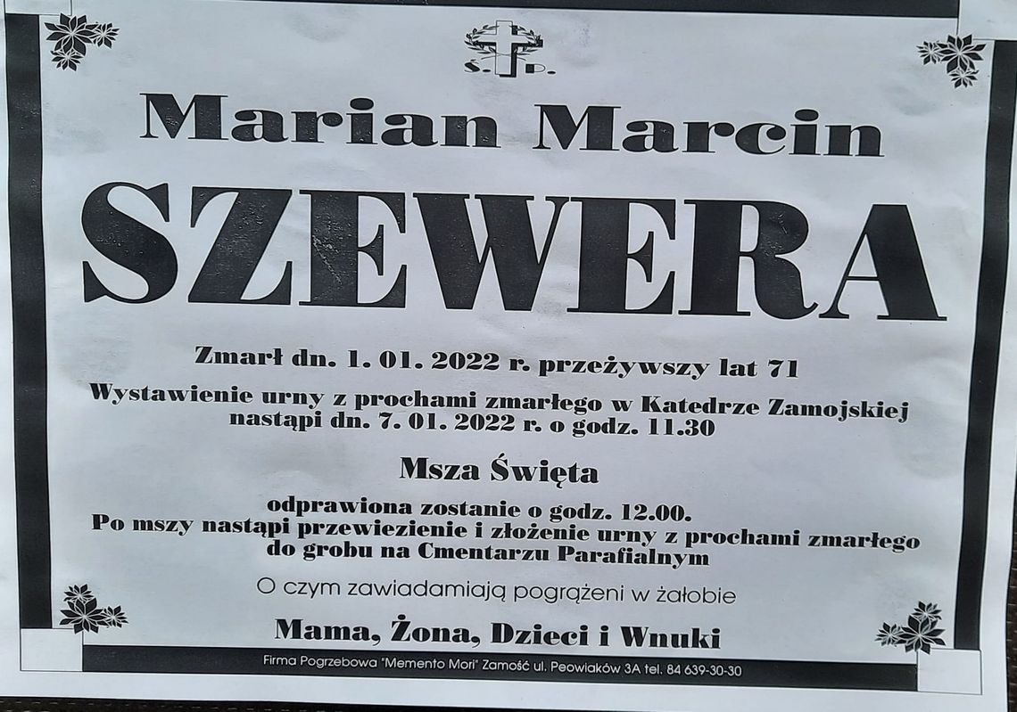 Zmarł Marian Szewera