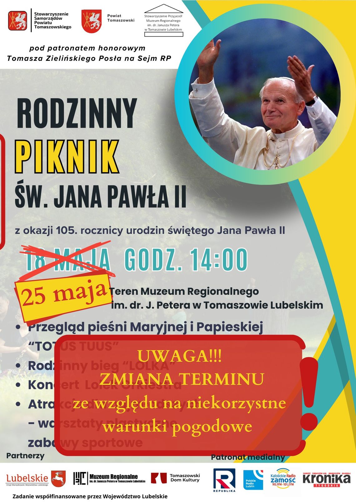 Zmiana terminu Rodzinnego Pikniku św. Jana Pawła II